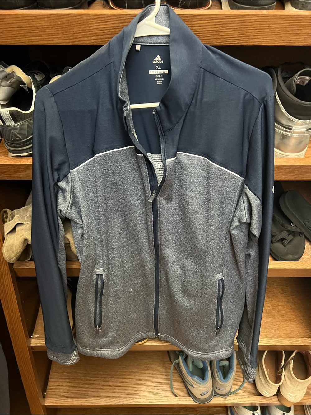 Adidas women’s Navy/Heather Gray Full-Zip Golf Jacket